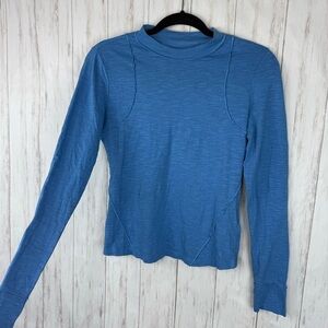 Anthropologie Pilcro blue long sleeve seam top XS